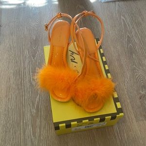 Sam Edelman circus orange fluff heels